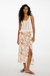 Midi sukně Tropical Claws s rozparkem