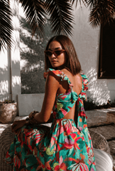 Garden Fiesta Midi Dress with Straps