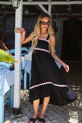 Midnight Kiss linen midi dress