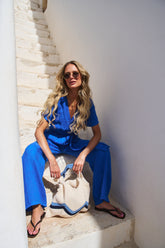 Blue Margarita linen jumpsuit