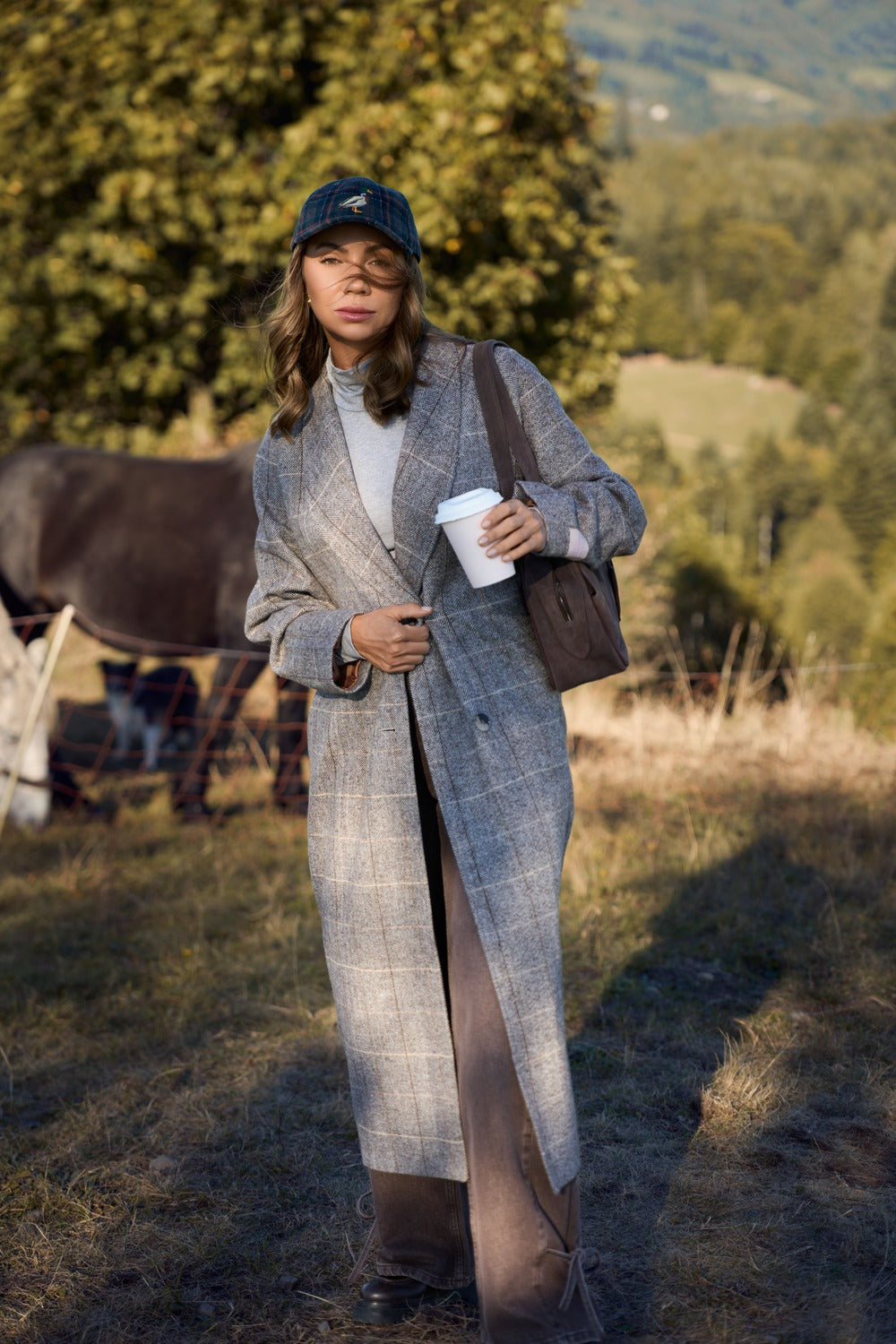 Check wool coat Unfinished Verse | Naoko Studio