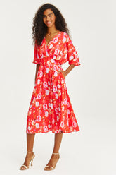 Aquarellrosen-Midikleid