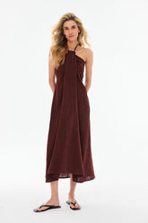 Deep Tan Linen Dress