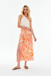 Burning Petals Midi Skirt