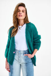 Měkký květinový mohérový kardigan