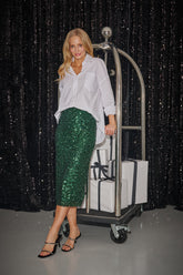 Emerald Glam sequin skirt