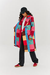 Urban Roar double-breasted patchwork coat