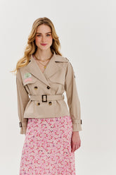 Zonovergoten Bries korte trenchcoat