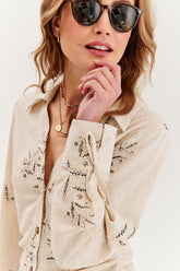 Lněná košile Timeless Leaves