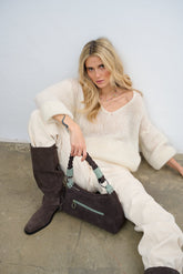 Mint Chocolate suede bag