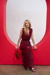 Scarlet Glow long sequin dress
