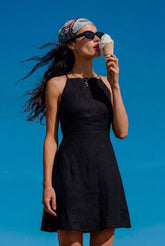 Vestido Mini de Linho para Mais Tarde Hoje