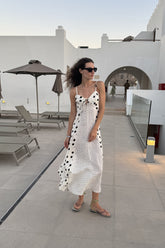 Strapless maxi-jurk met zomerse stippen