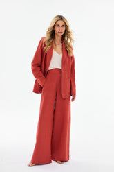 Wide-leg linen pants in Spicy Sunset