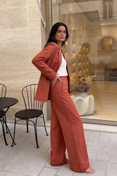 Pantalon large en lin Spicy Sunset