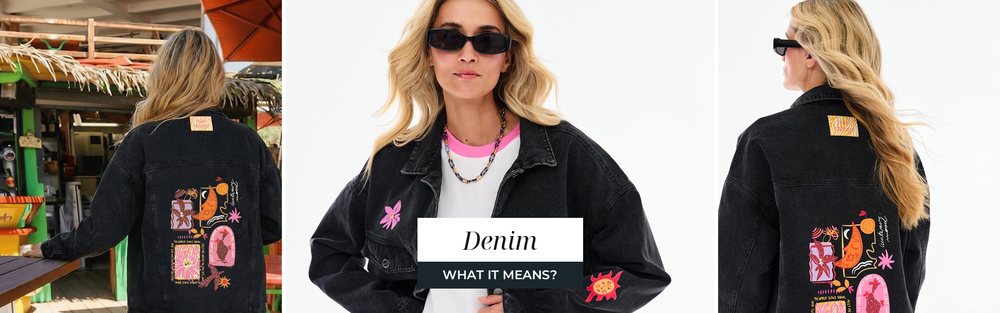 Woman in a classic denim jacket, a look for the turn of summer and autumn.