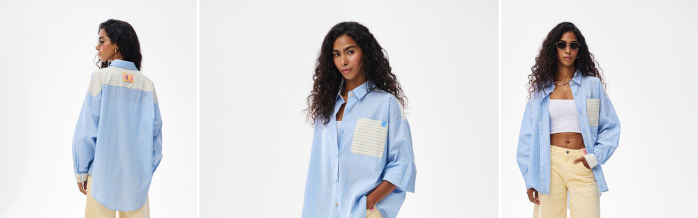Light blue striped shirt in a loose cut