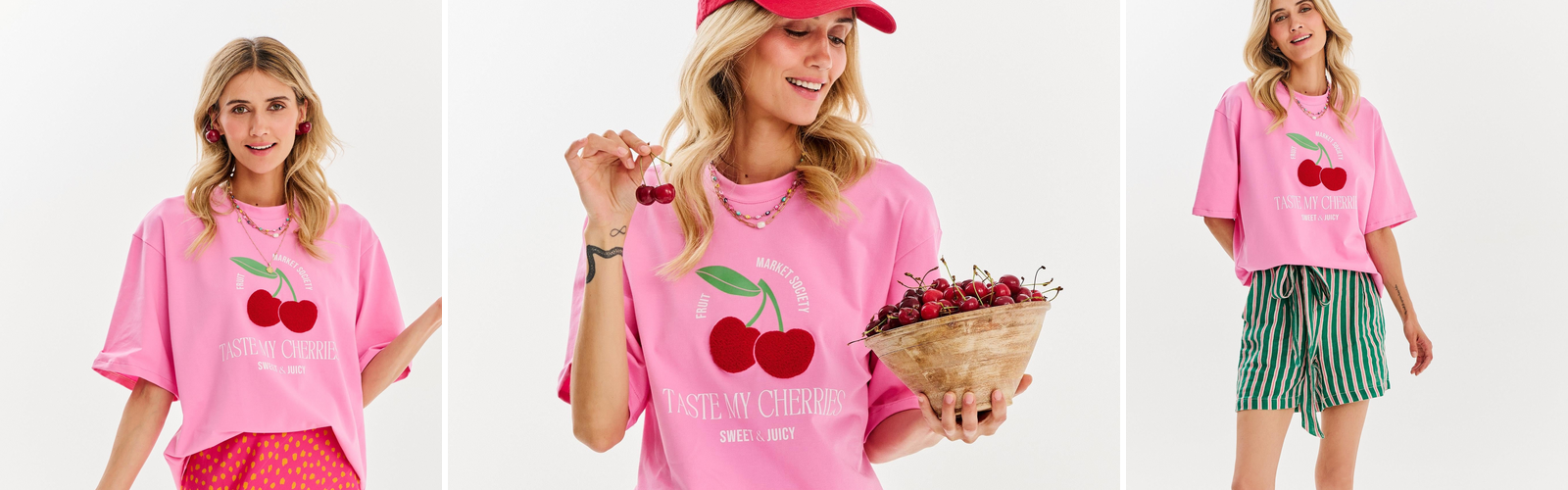 Woman in a loose cotton T shirt, an everyday summer look.