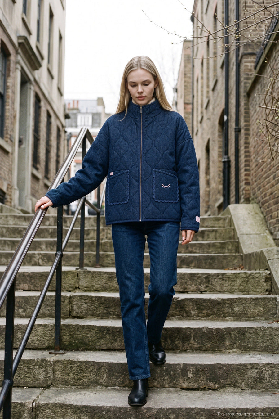 Old Road Poem Quilted Jacket