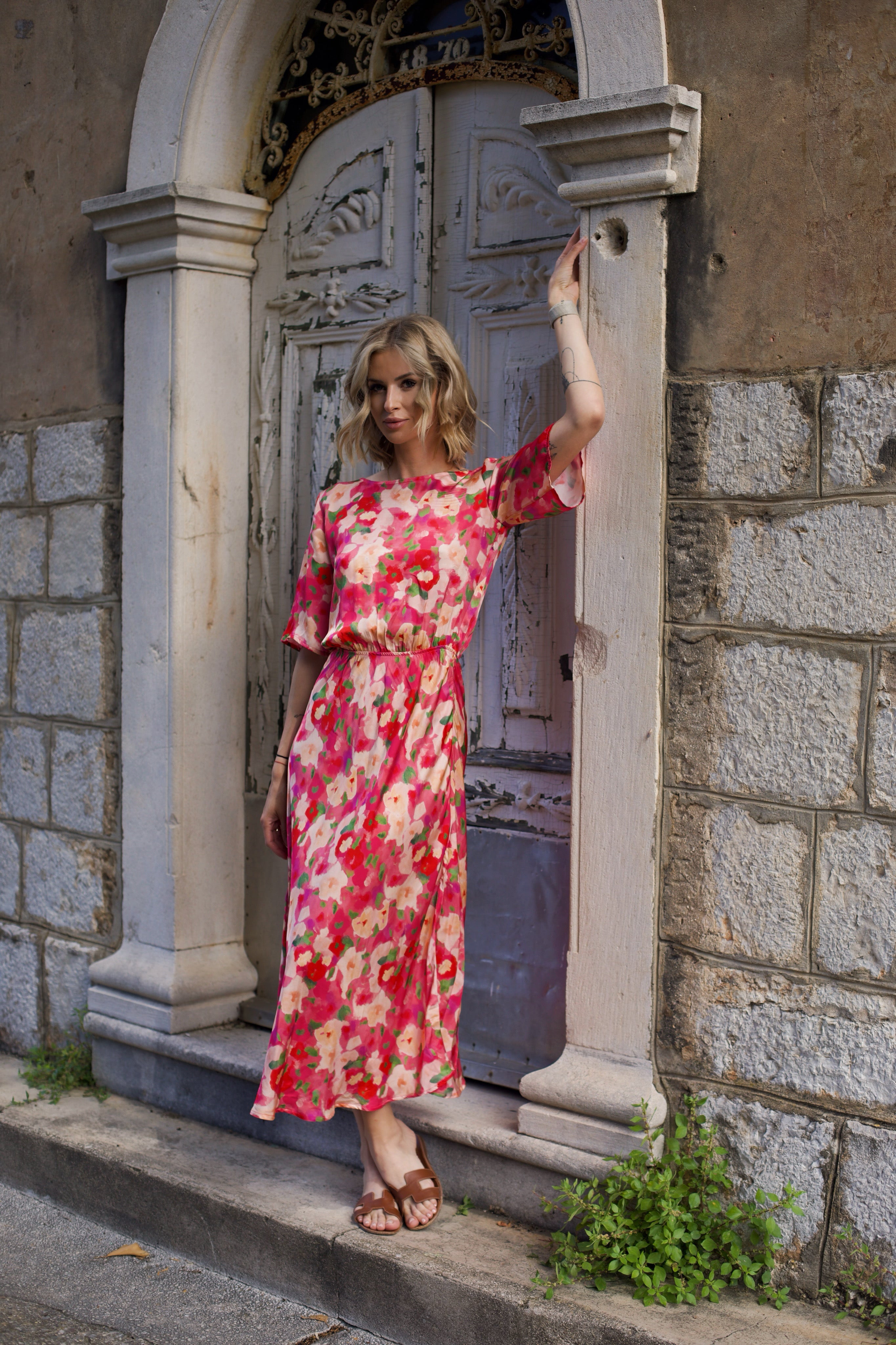 Rochie midi dublă față Fleurette