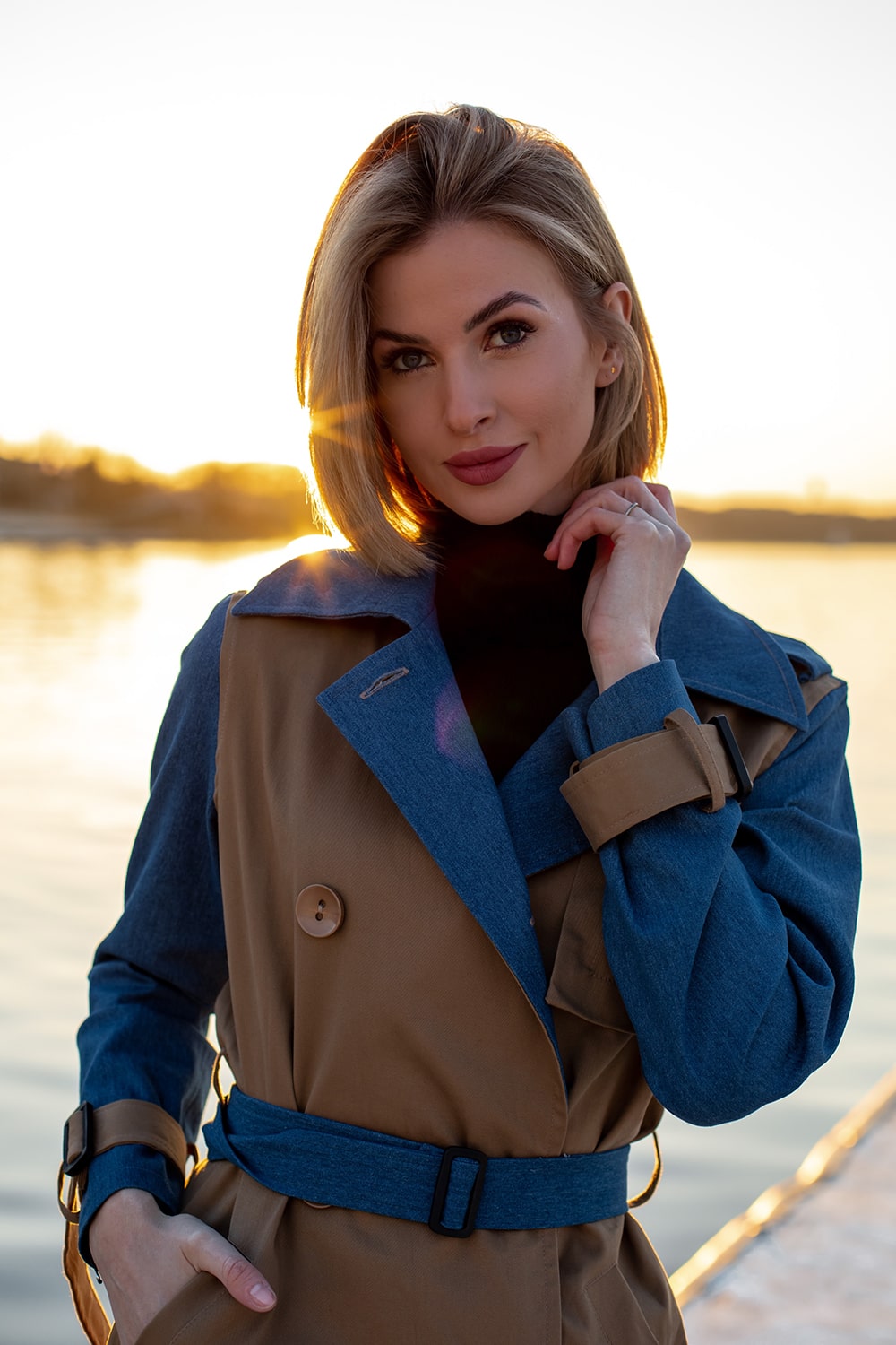 Blue Moon klassischer Trenchcoat