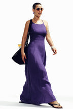 Grape Flare Langes Leinenkleid