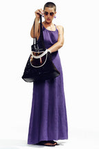Grape Flare Langes Leinenkleid