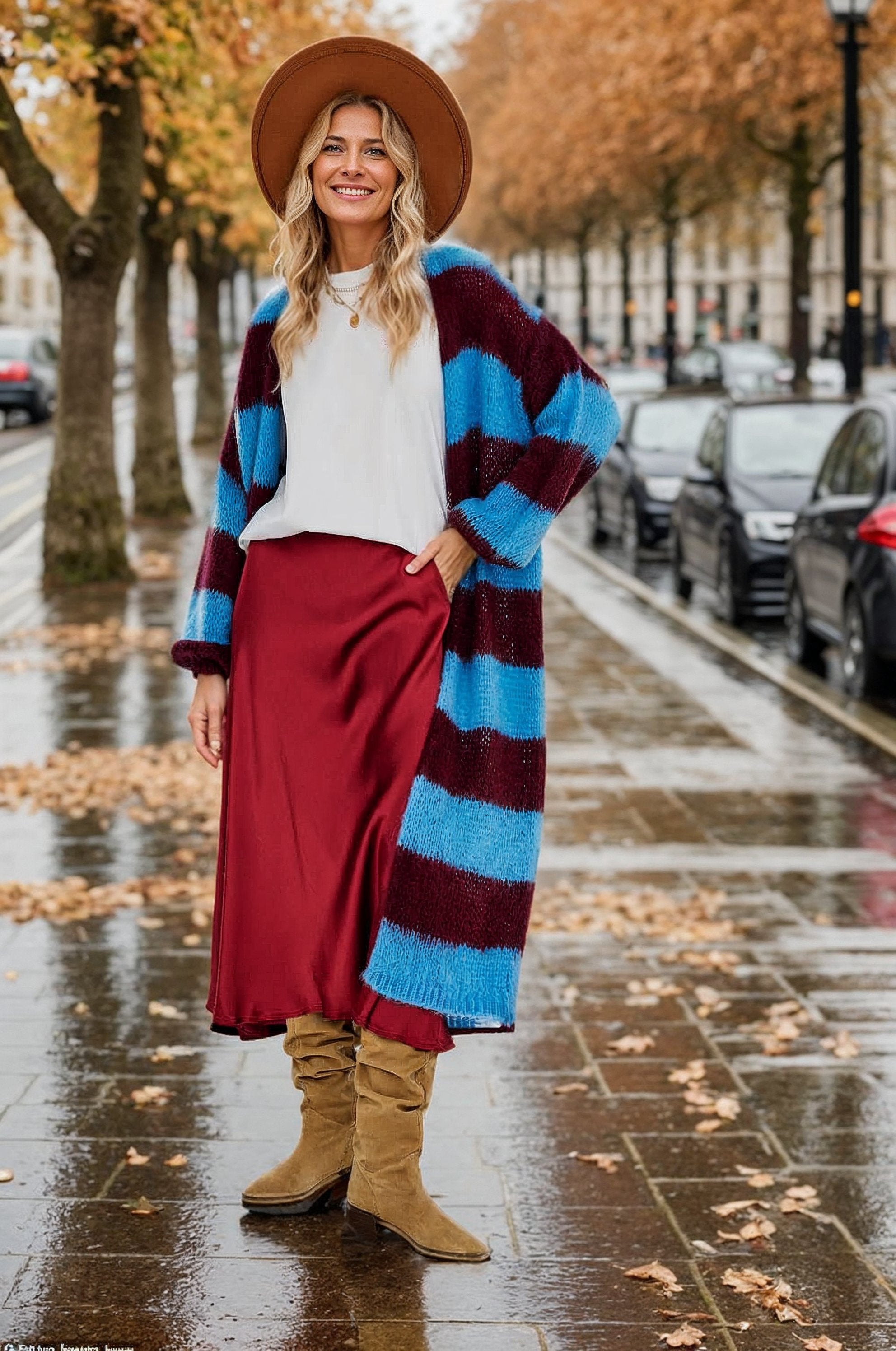 Lange Vest in Midnight Merlot
