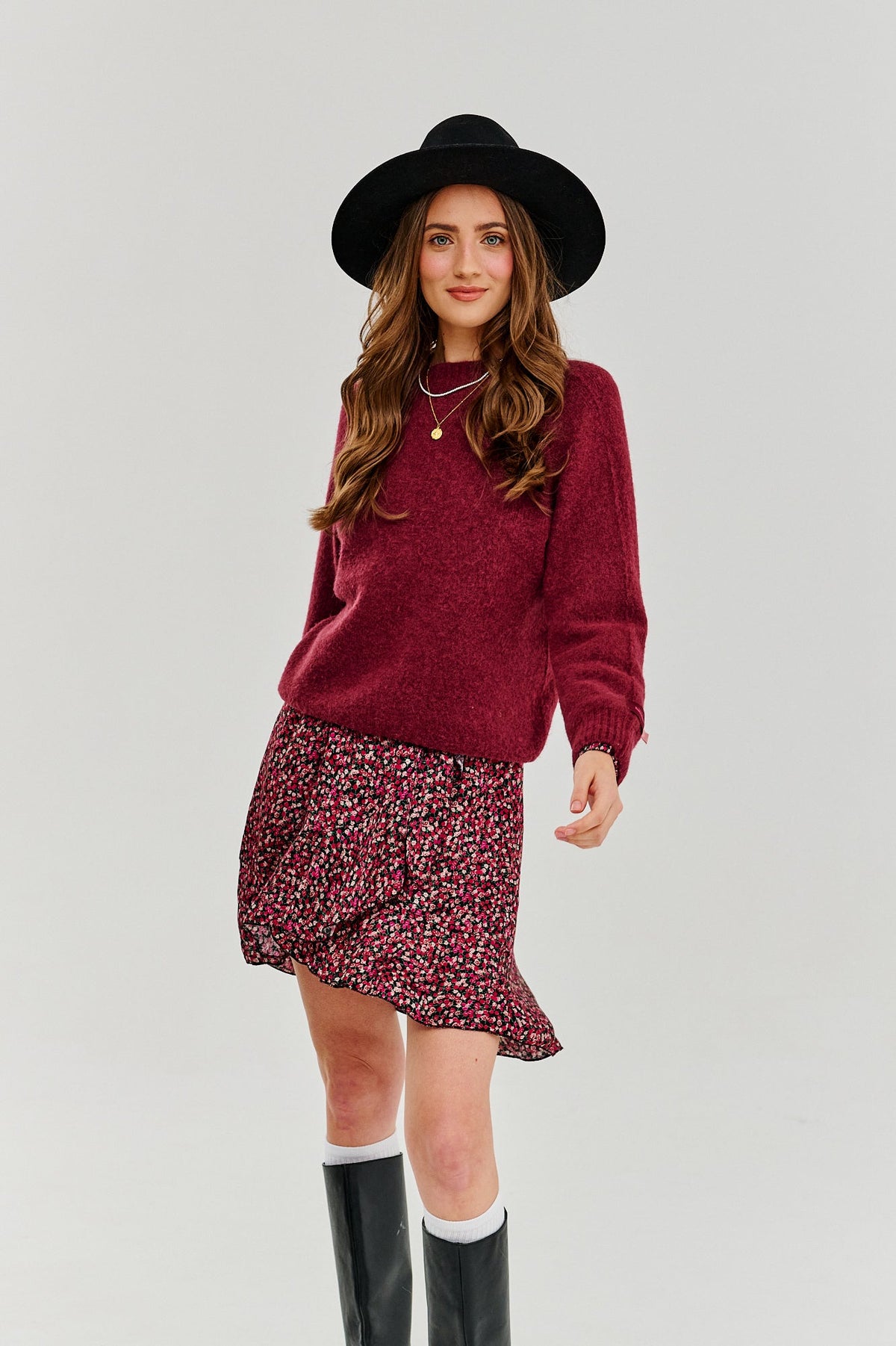 Burgundy Bliss Halber Rollkragenpullover
