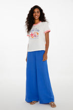 Pantaloni largi din in Blue Margarita