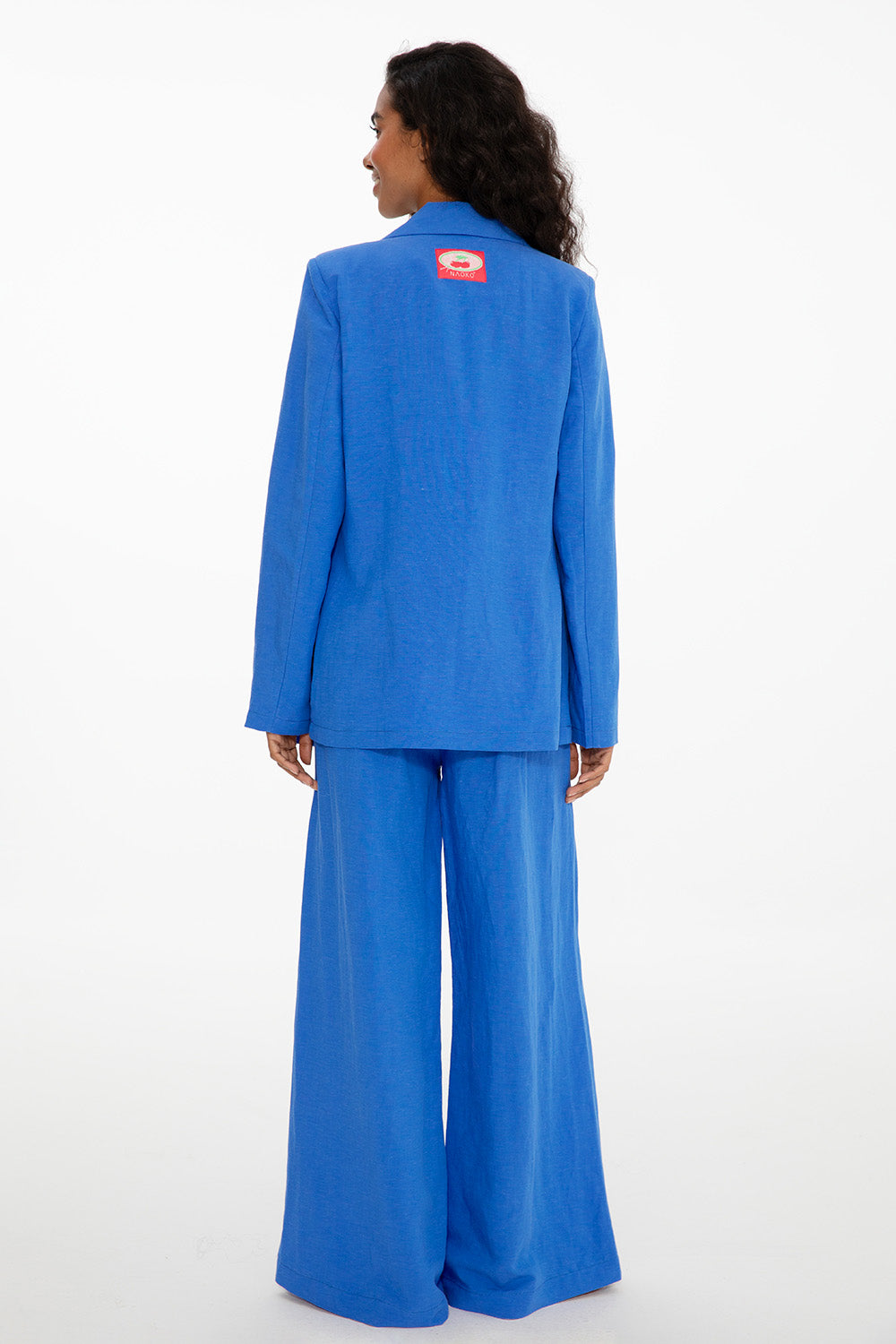 Pantaloni largi din in Blue Margarita