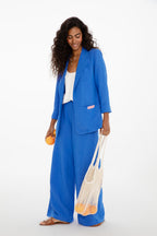 Pantaloni largi din in Blue Margarita