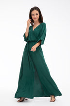 Rochie lungă Emerald Dream cu legare