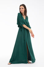 Rochie lungă Emerald Dream cu legare