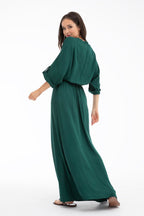 Rochie lungă Emerald Dream cu legare