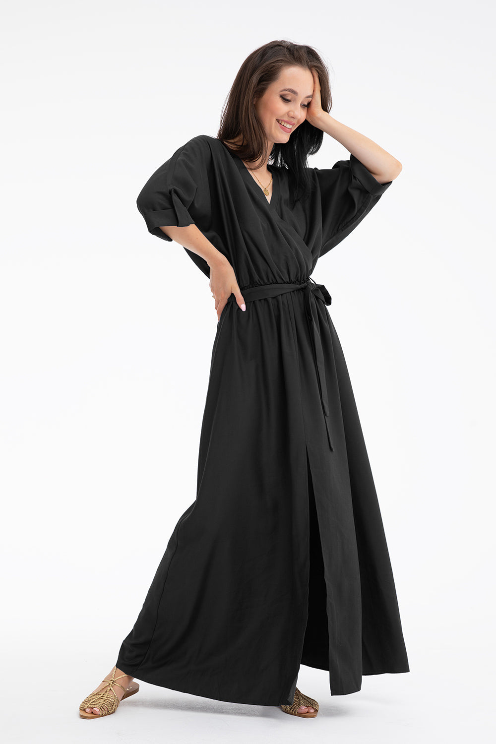 Sicily long dress with binding –
