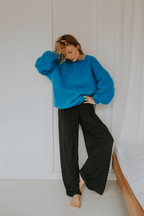 Blauer Mirage-Mohairpullover