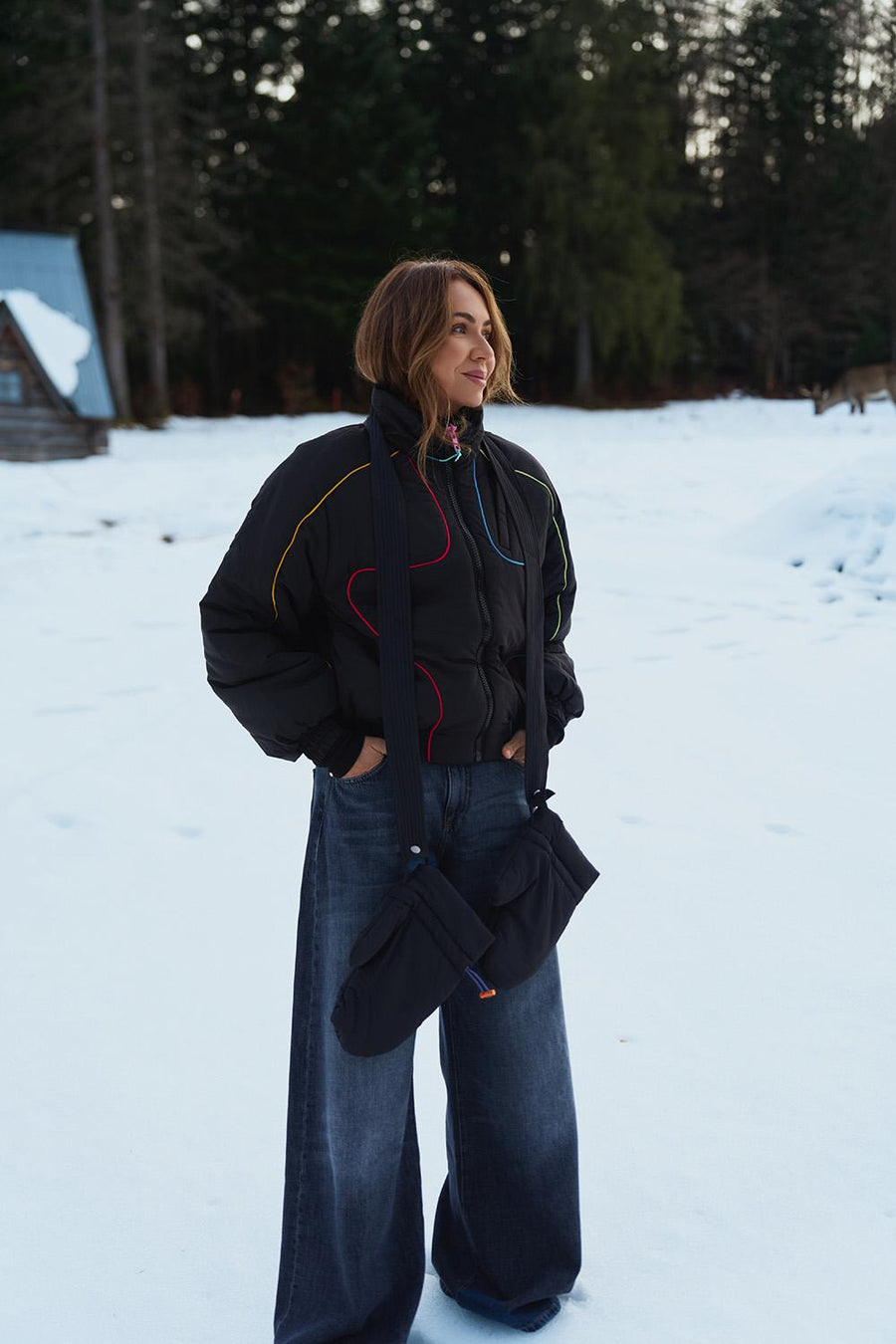 Retro Ethno winter jacket with gloves