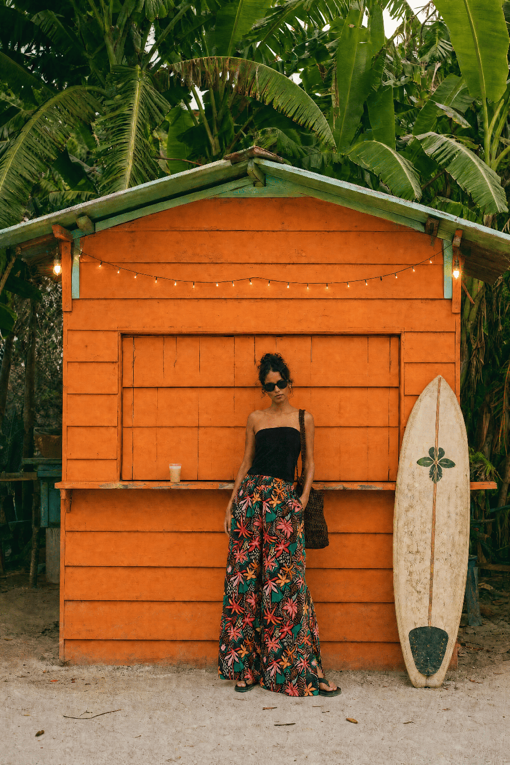 Deep Tropics Wide-Leg Linen Pants