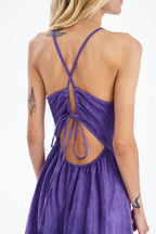 Grape Flare Langes Leinenkleid