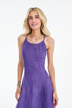 Grape Flare Langes Leinenkleid