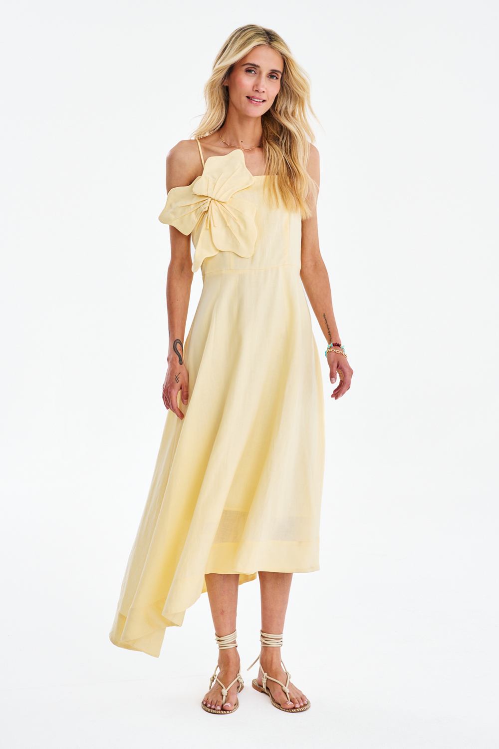 Midi Dress with Linen Here Comes the Sun