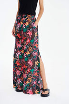 Deep Tropics Wide-Leg Linen Pants