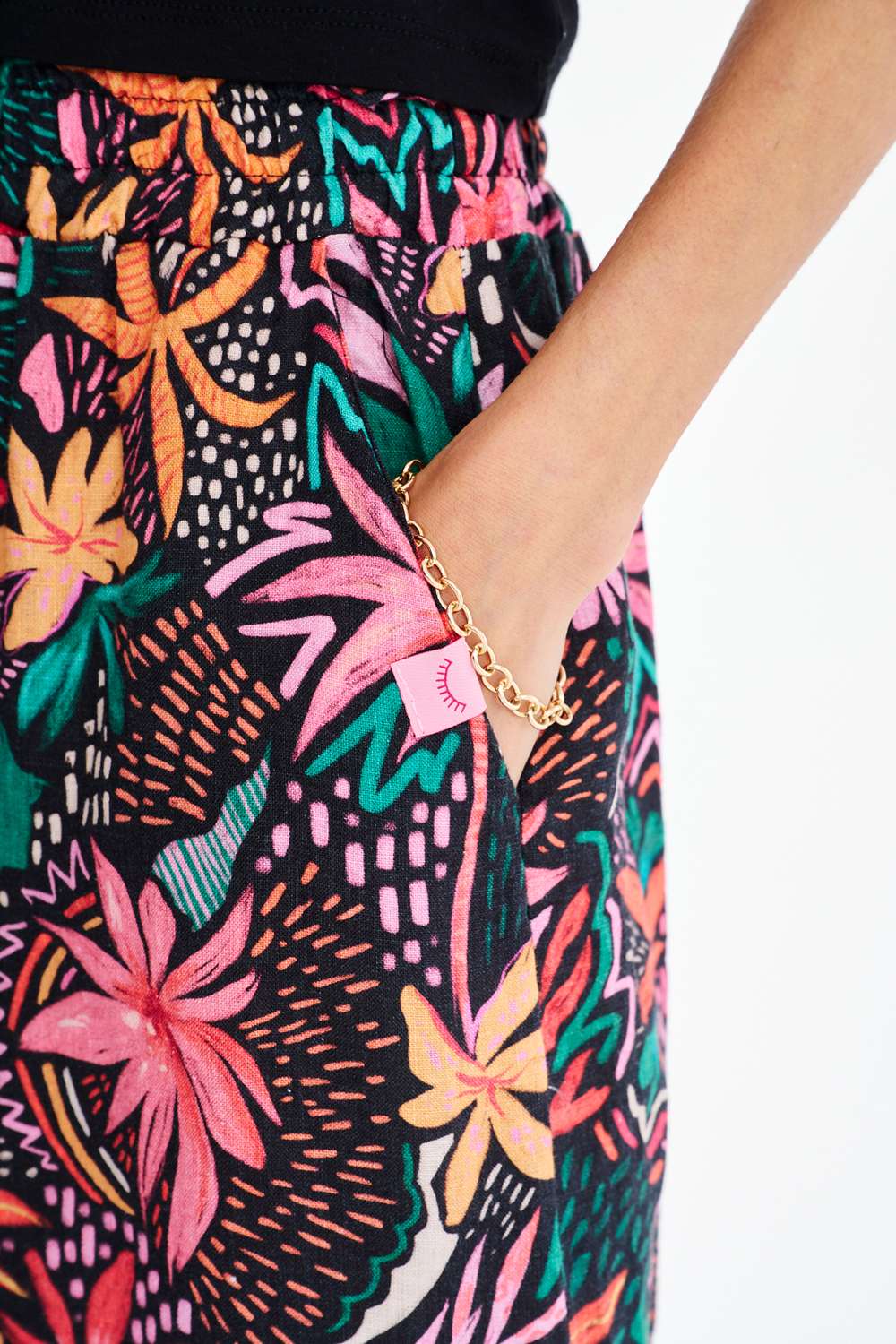 Deep Tropics Wide-Leg Linen Pants