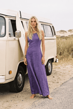 Grape Flare Langes Leinenkleid