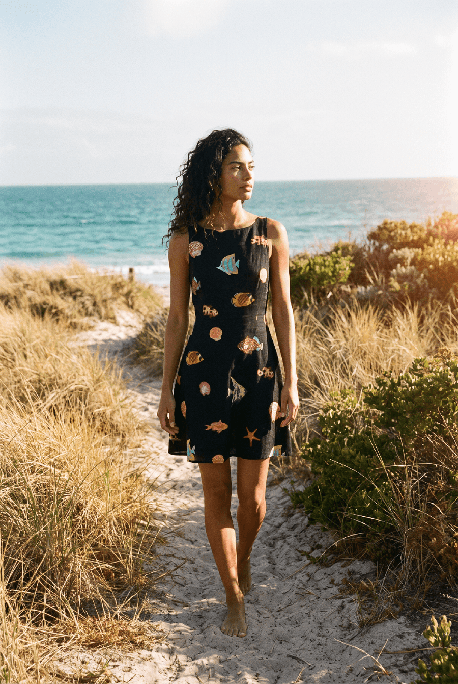 Dark Waters linnen mini-jurk