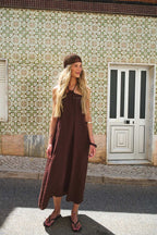 Abito in lino color bronzo intenso