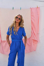 Blue Margarita linen jumpsuit