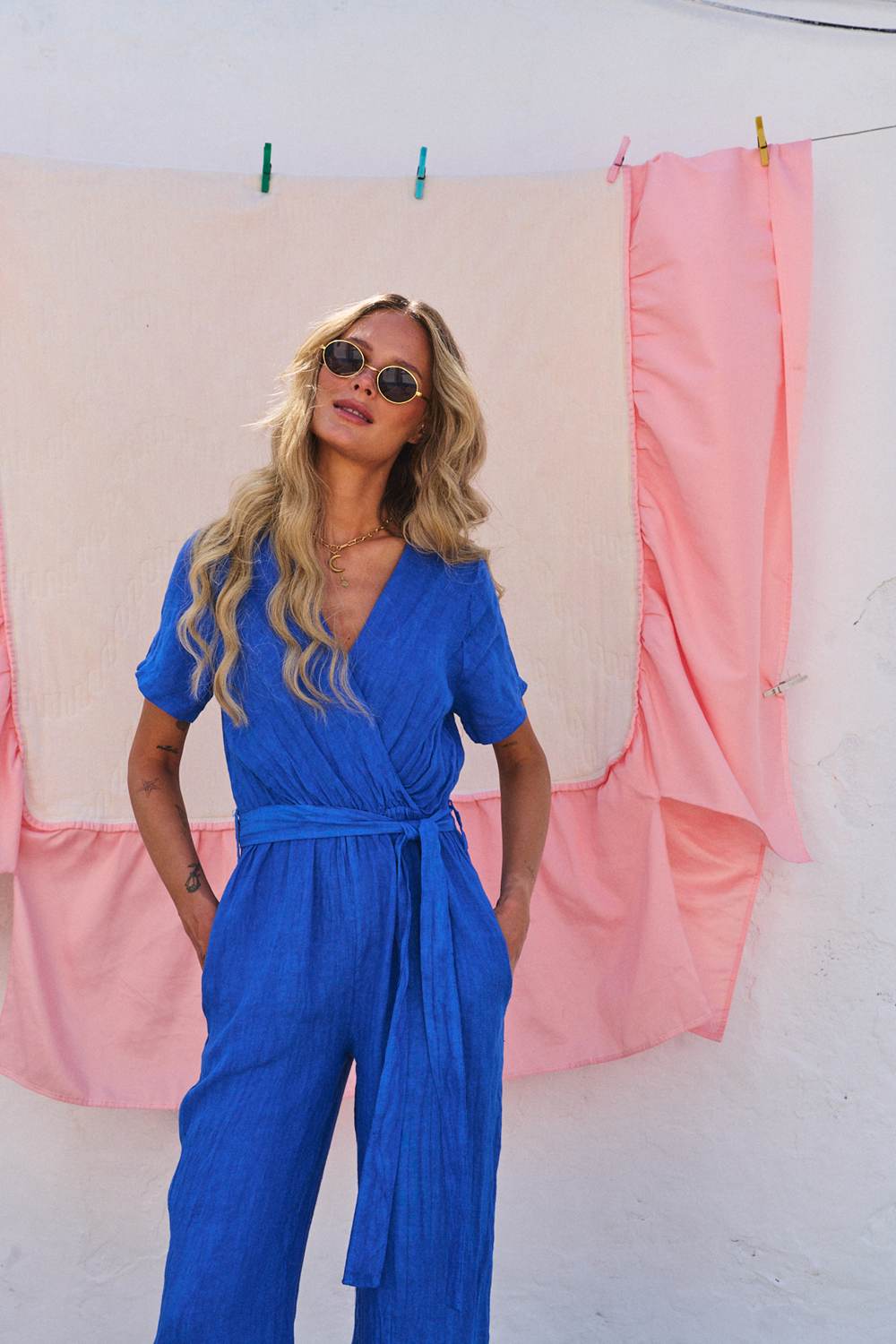 Blue Margarita linen jumpsuit