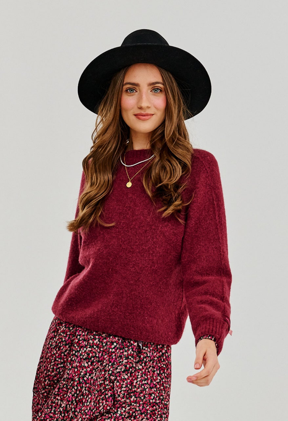 Burgundy Bliss Halber Rollkragenpullover